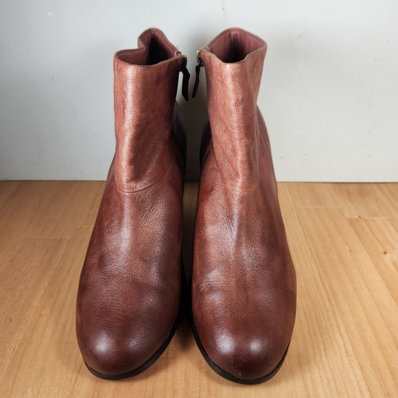 Cole Haan Nike Air Collab Boots Women's 9 Brown Leather Stacked Heel Side Zipper - Picture 2 of 14